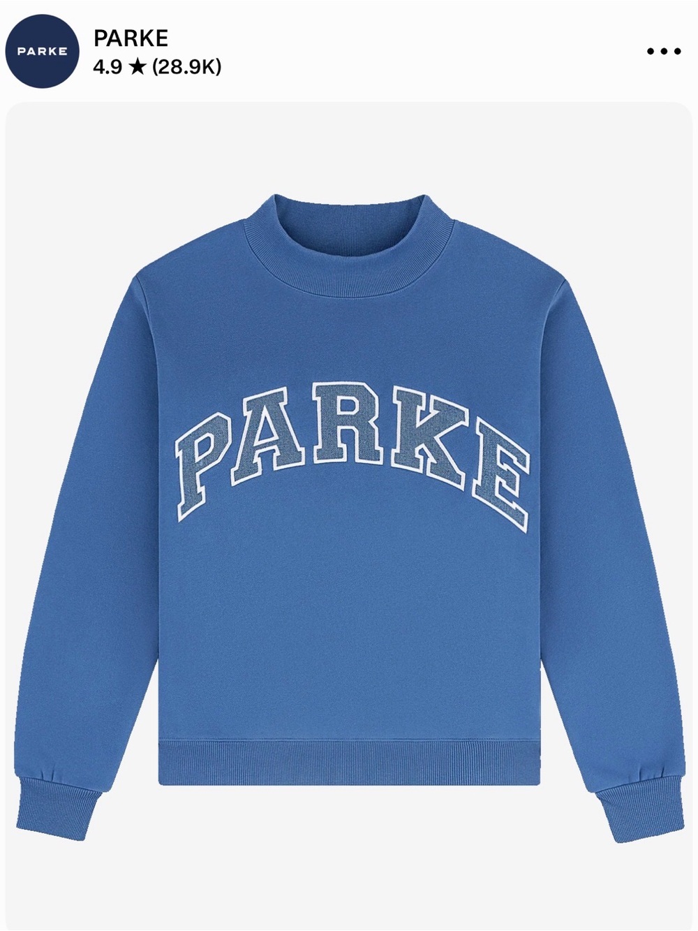 PARKE Women's Blue Logo Crewneck Sweatshirt